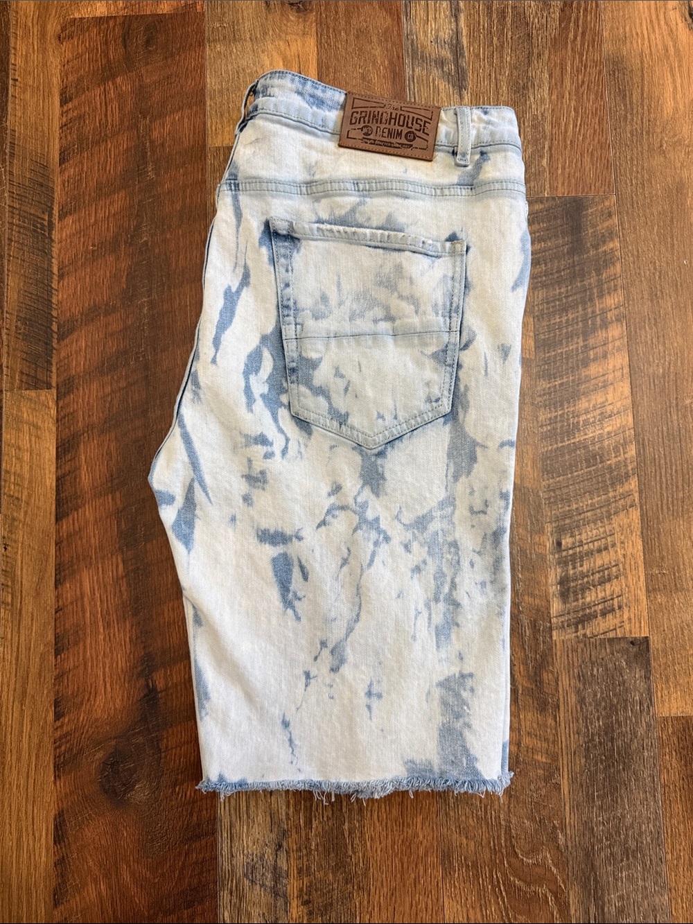 Grindhouse Denim Acid Wash Distressed Jean Shorts Raw Hem Stretch Men’s 40